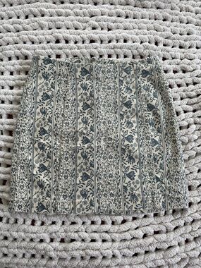 Free People Cream Mini Skirt with Slate Floral Stripe